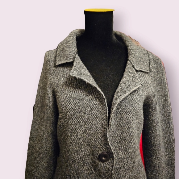 Cocogio Gray Knit Wool Blend Blazer Size Large - Picture 2 of 8